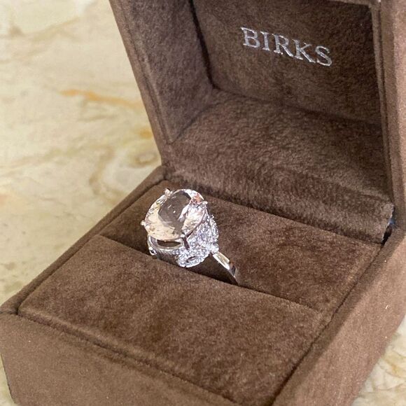 6.26 Carat Exquisite Natural Moganite and Diamond 14K Solid White Gold Ring - Picture 3 of 11